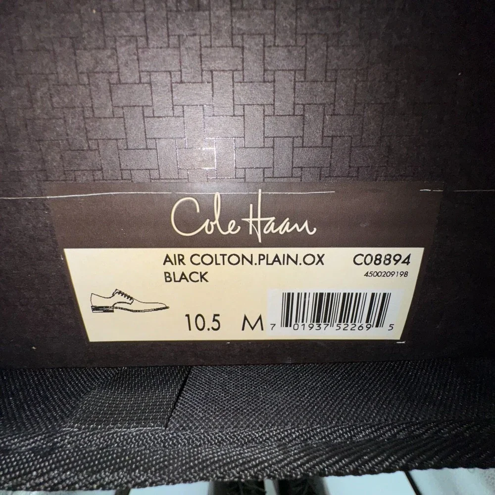 Cole Haan Air Colton Plain Oxford Men 10.5 M Black‎ Leather Dress Shoe C08894